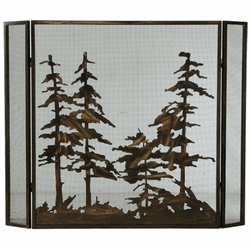 Meyda Custom 124964 Tall Pines Rustic Antique Copper Fireplace Screen
