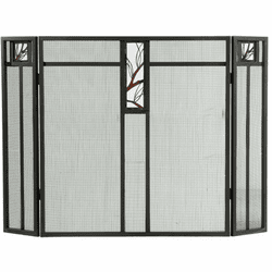 Meyda Custom 124965 Pine Branch Wrought Iron Fireplace Screen