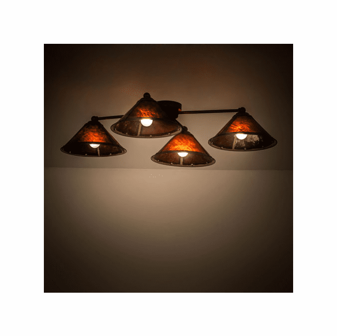 Meyda Custom 130746 Van Erp Timeless Bronze / Amber Mica Flush Mount Lighting Fixture