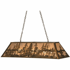 Meyda Custom 13254 Tall Pines Rustic Antique Copper Finish 48" Wide Kitchen Island Light Fixture