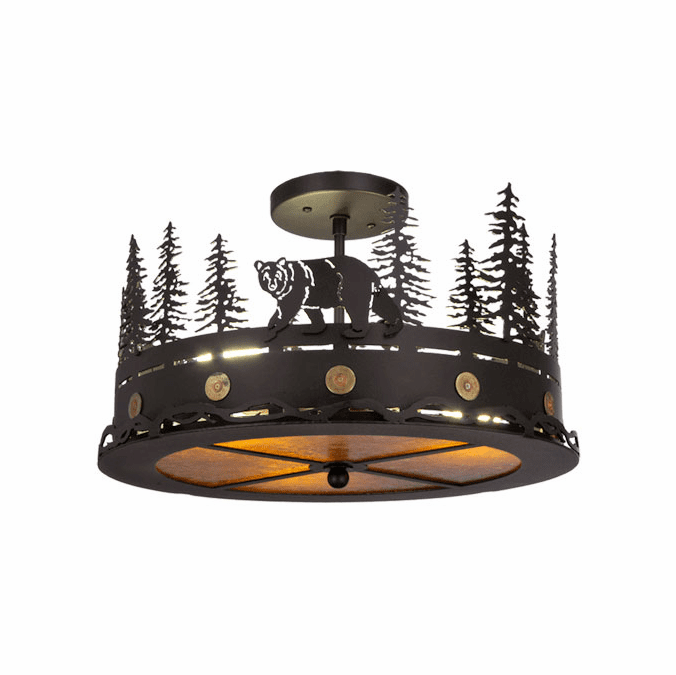 Meyda Custom 134785 Northwoods Bear at Dusk Country LED Overhead Light Fixture