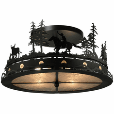 Meyda Custom 136277 Cowboy & Steer Country Ceiling Lighting Fixture