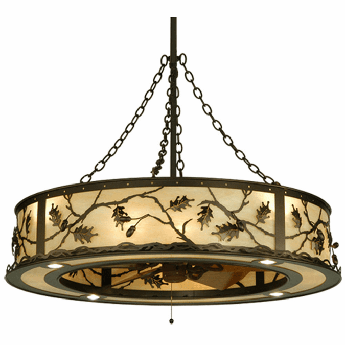 Meyda Custom 136747 Oak Leaf & Acorn Rustic Mahogany Bronze Drum Pendant Light