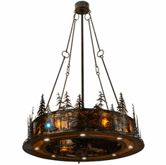 Meyda Custom 137589 Tall Pines Country Burnished A/C Amber Mica LED Home Ceiling Fan