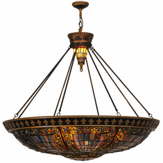 Meyda Custom 143495 Fleur-de-lis Tiffany Mahogany Bronze Pendant Light