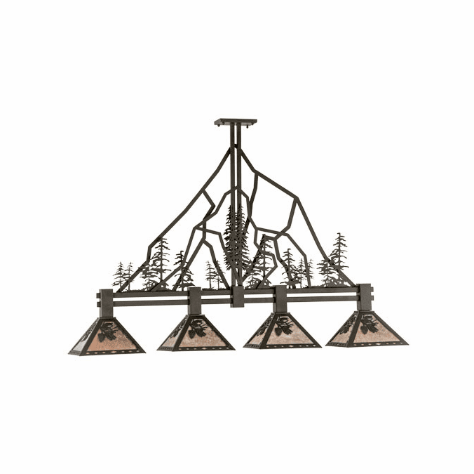 Meyda Custom 143959 Tall Pines Rustic Oil Rubbed Bronze Finish 60" Wide Kitchen Island Lighting