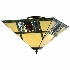 Meyda Lighting 144217 Pinecone Ridge Tiffany Mahogany Bronze Flush Mount Lighting Fixture