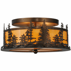 Meyda Custom 144243 Tall Pines Rustic Antique Copper Finish 16" Wide Ceiling Light Fixture