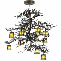 Meyda Custom 145107 Pine Branch Antique Copper / Burnished Copper Ceiling Chandelier
