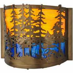 Meyda Custom 146953 Tall Pines Antique Copper Finish 9.5" Tall Wall Lamp