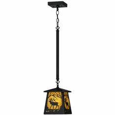 Meyda Custom 147673 Elk at Dawn Rustic Mini Ceiling Pendant Light