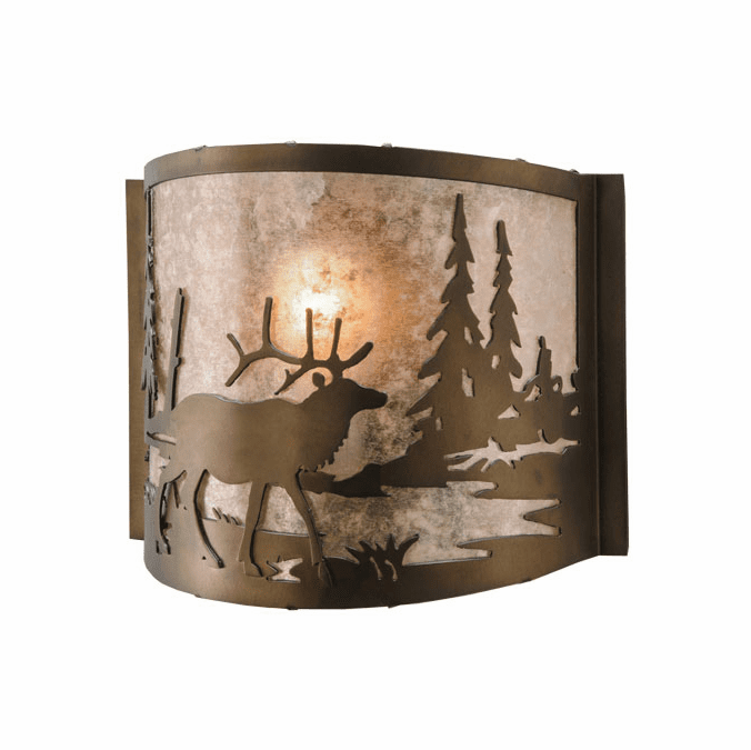 Meyda Custom 148034 Elk at Lake Country Antique Copper Sconce Lighting