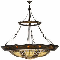 Meyda Custom 149062 Fleur-de-lis Tiffany Antique Copper;Custom;Mahogany Bronze Hanging Light
