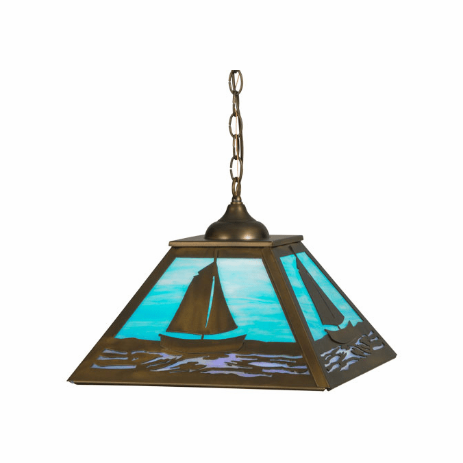 Meyda Custom 150186 Sailboat Country Antique Copper Drop Ceiling Lighting