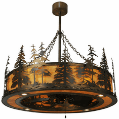 Meyda Custom 150260 Tall Pines Country Burnished A/C (Dark) New Mica Acrylic Home Ceiling Fan