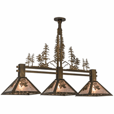 Meyda Custom 152313 Winter Pine Tall Pines Country Antique Copper / Silver Mica Island Light Fixture