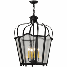 Meyda Custom 152351 Citadel Flat Black / Clear Seedy Acrylic Foyer Lighting