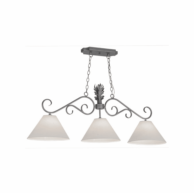 Meyda Custom 152825 Monaco Blackened Pewter White Parchment Shade Kitchen Island Light