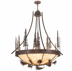 Meyda Custom 152868 Tall Pines Wrt Iron Over China Mhbrz Drop Lighting