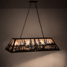 Meyda Custom 153038 Tall Pines Country Oil Rubbed Bronze / Silver Mica Kitchen Island Lighting