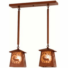 Meyda Custom 15317 Elk at Dawn Rustic Rust Multi Pendant Lighting
