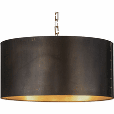Meyda Custom 153356 Cilindro Campbell Craftsman Brown / Brushed Brass Hanging Light Fixture