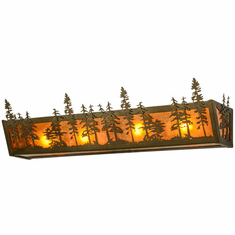 Meyda Custom 153968 Tall Pines Rustic Antique Copper / Amber Mica Bath Lighting Sconce