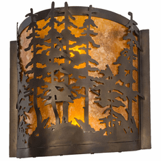 Meyda Custom 153975 Tall Pines Rustic Antique Copper / Amber Mica Wall Light Sconce