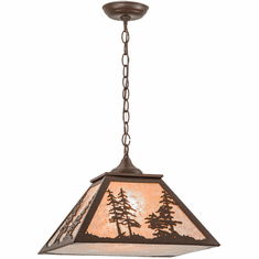 Meyda Custom 153998 Tall Pines Country Cafe Noir / Silver Mica Drop Lighting Fixture