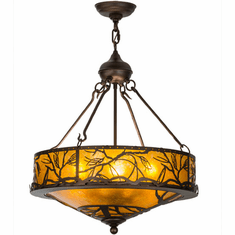 Meyda Custom 154443 Branches Rustic Mahogany Bronze / Amber Mica Drop Ceiling Lighting