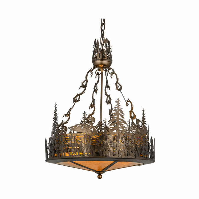 Meyda Custom 154670 Loon Country Antique Copper / Amber Mica Pendant Light