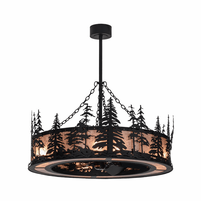 Meyda Custom 154987 Tall Pines Rustic Black / Silver Mica Ceiling Fan