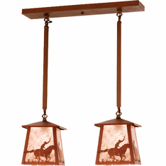 Meyda Custom 15508 Cowboy & Steer Country Rust Multi Pendant Light