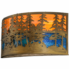 Meyda Custom 156518 Tall Pines Rustic Antique Copper / Oa Blue / Green Sconce Lighting