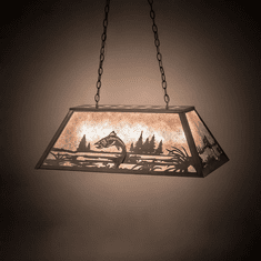 Meyda Custom 15680 Leaping Trout Country Steel / Silver Mica Kitchen Island Light