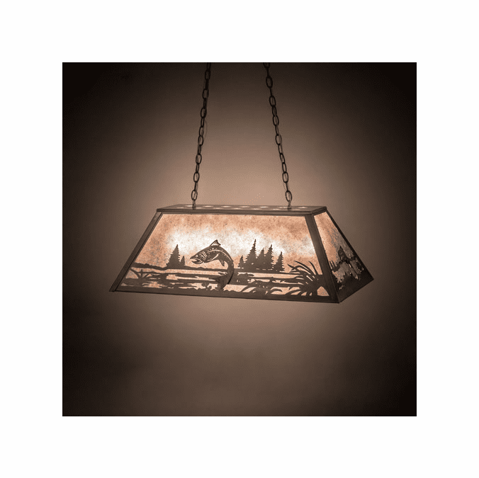 Meyda Custom 15680 Leaping Trout Country Steel / Silver Mica Kitchen Island Light