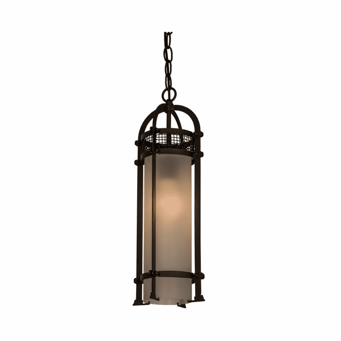 Meyda Custom 163247 Cilindro Golpe Oil Rubbed Bronze / Clear Sandblasted Glass Mini Hanging Pendant Lighting