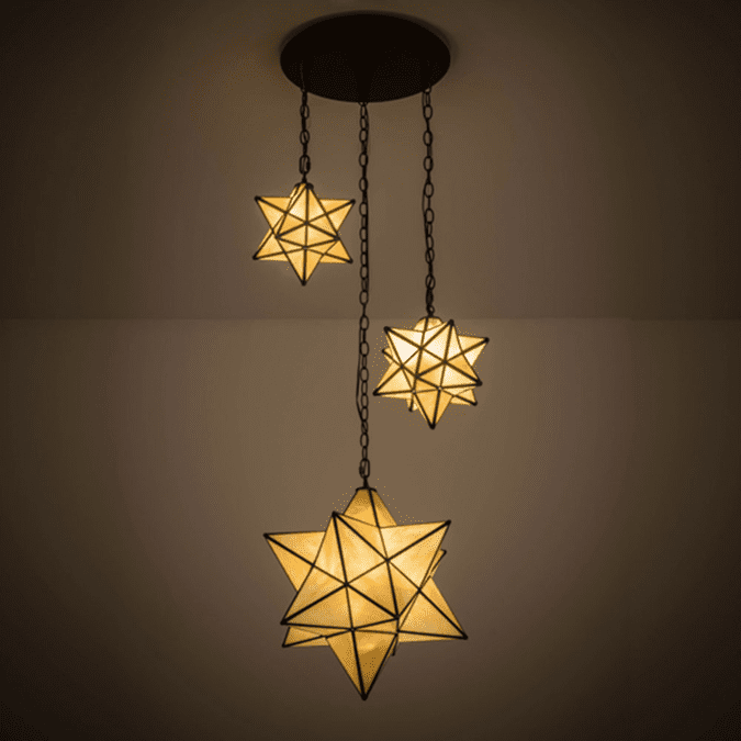 Meyda Custom 166958 Moravian Star Tiffany Oil Rubbed Bronze Multi Pendant Lamp