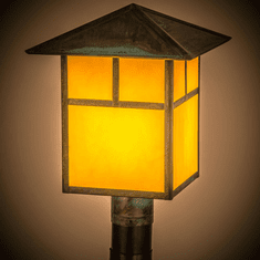 Meyda Custom 167903 Seneca Craftsman Verdigris Exterior Post Light