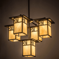 Meyda Custom 169150 Hyde Park Craftsman Brown Outdoor Chandelier Lamp