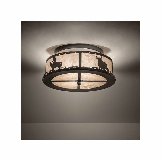 Meyda Custom 169798 Cowboy & Steer Country Timeless Bronze Ceiling Lighting Fixture