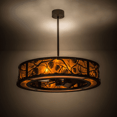 Meyda Custom 171629 Whispering Pines Rustic Cafe Noir / Amber Mica Chandel-Air Ceiling Fan
