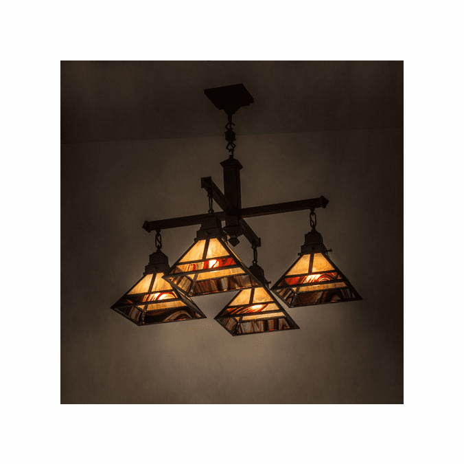 Meyda Custom 173176 T Mission Tiffany Craftsman Brown Chandelier Lighting