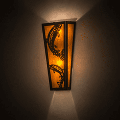 Meyda Custom 173307 Leaping Trout Country Timeless Bronze / Amber Mica Wall Lighting Sconce