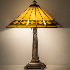 Meyda Lighting 17382 Diamond Band Mission Tiffany Mahogany Bronze Lighting Table Lamp