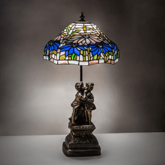 Meyda Lighting 173824 Poinsettia Tiffany Mahogany Bronze Lighting Table Lamp