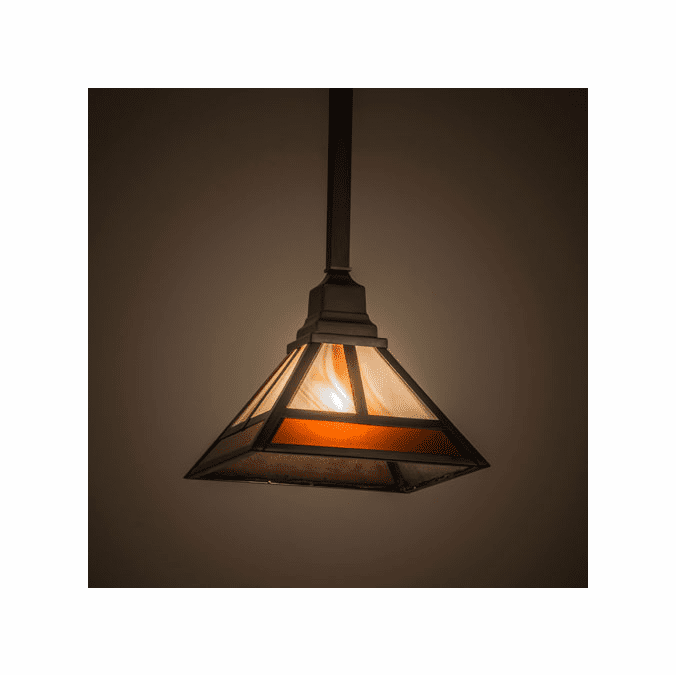 Meyda Custom 174097 T Mission Tiffany Double Medium Amber Chemical Antique Brass Pendant Lamp