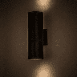 Meyda Lighting 174618 Cilindro Hayden Modern Black Textured Exterior Wall Sconce Light