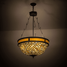Meyda Custom 174933 Tiffany Fishscale Tiffany Oil Rubbed Bronze / Amber Mica Hanging Light Fixture