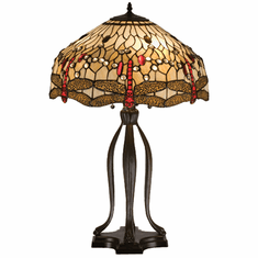 Meyda Lighting 17500 Tiffany Hanginghead Dragonfly Tiffany Side Table Lamp
